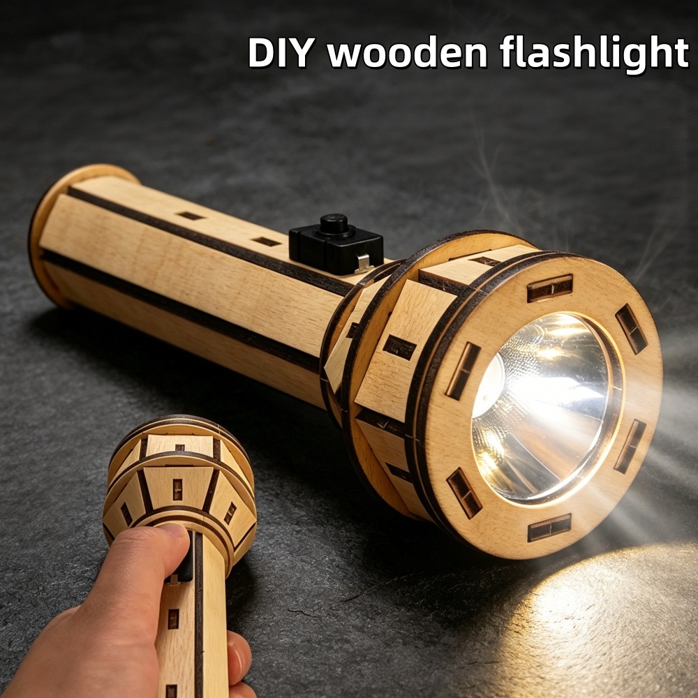 Woodworking Diy Projects - Wooden DIY Flashlight Puzzle Kit STEM