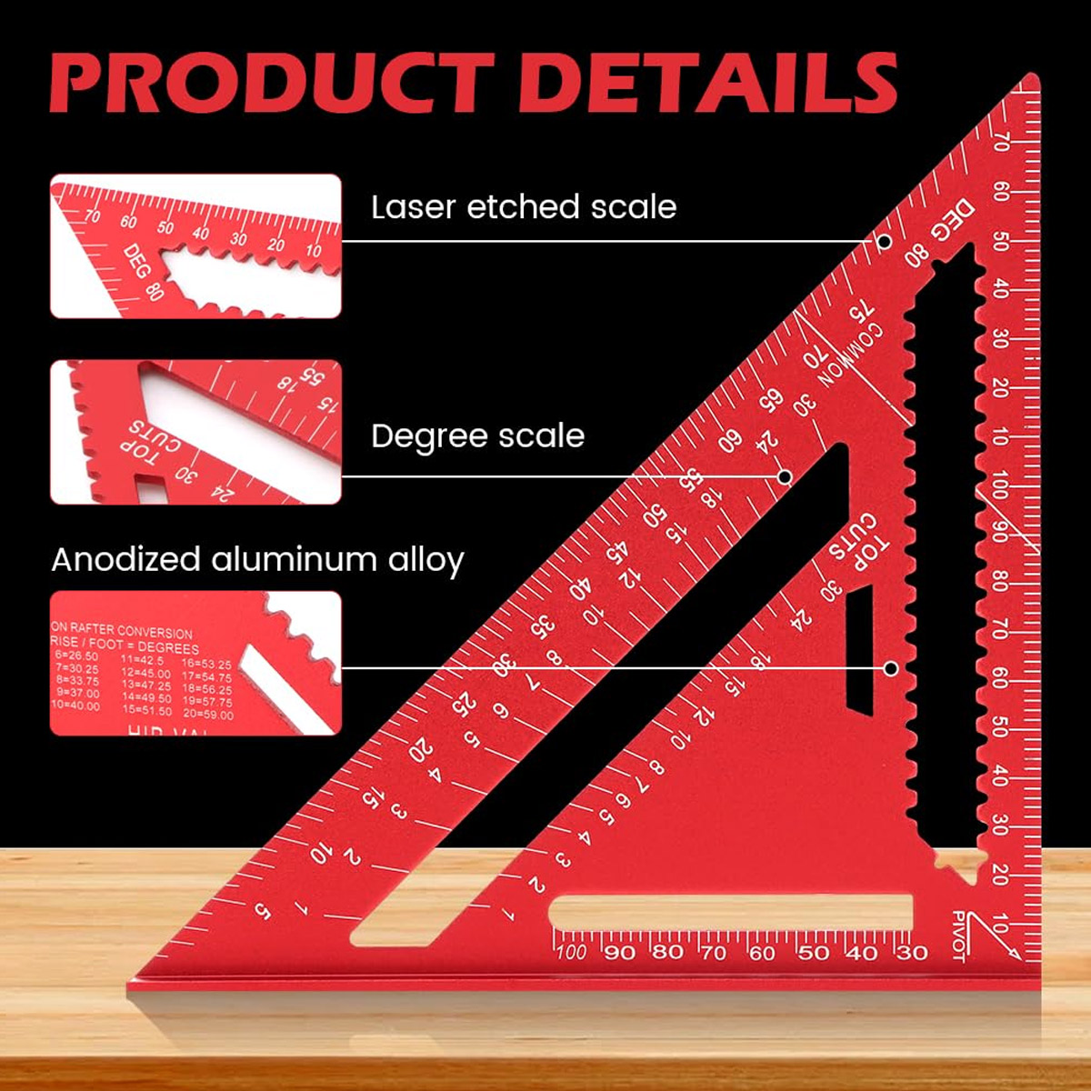 Woodworking Studio - Aluminum Alloy Speed Square High Precision