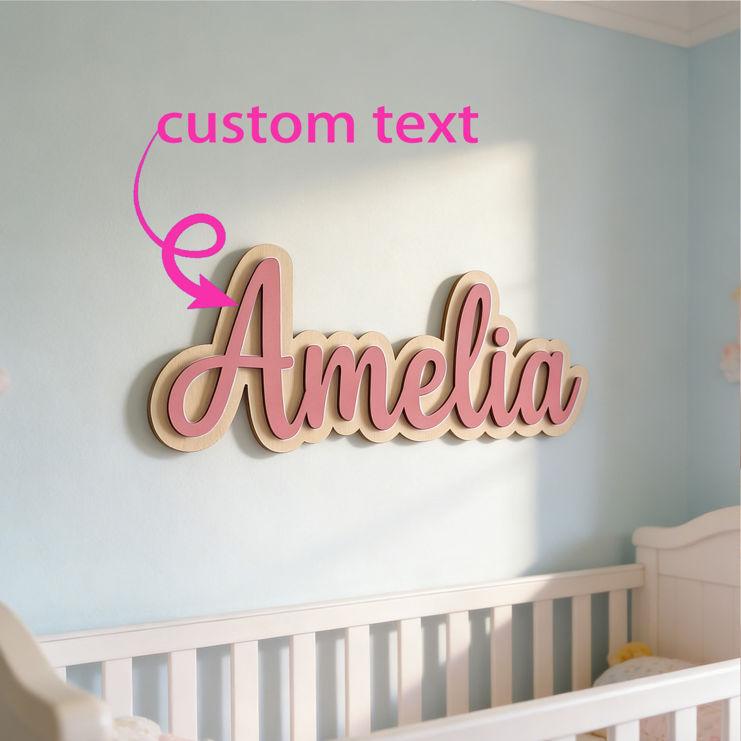 Woodworking Laser - 1pc Customized Double-layer Wooden Surname Brand,