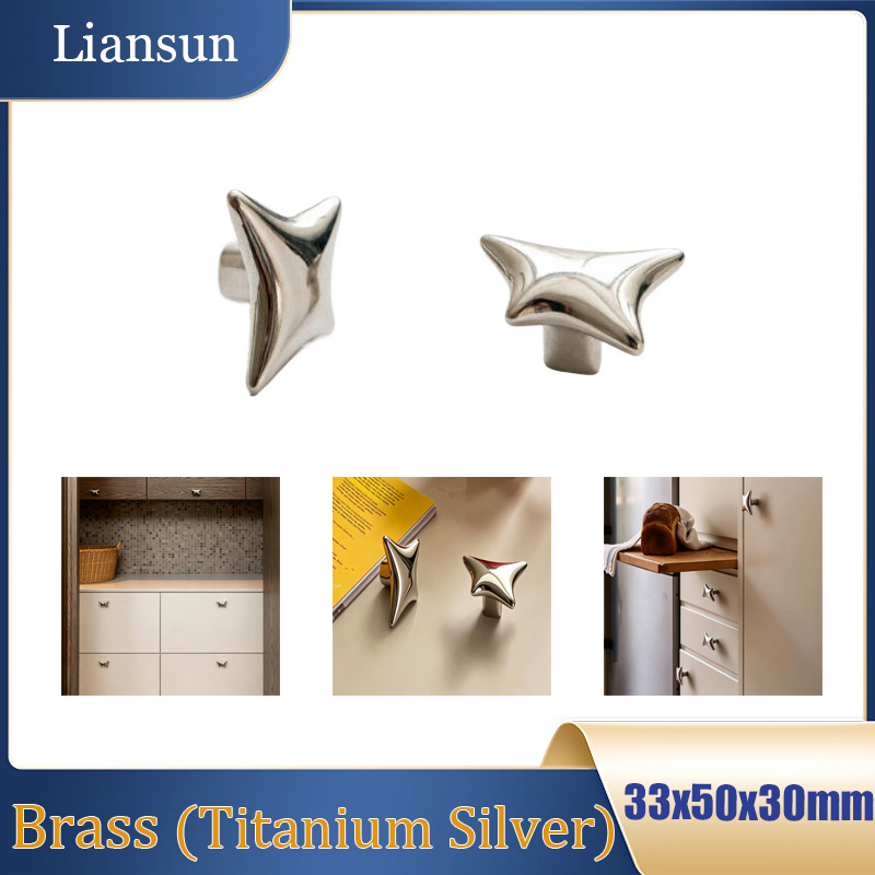 Woodworking Novel - 1/2/4/6PCS Titanium Silver Star-Shaped Brass Handle