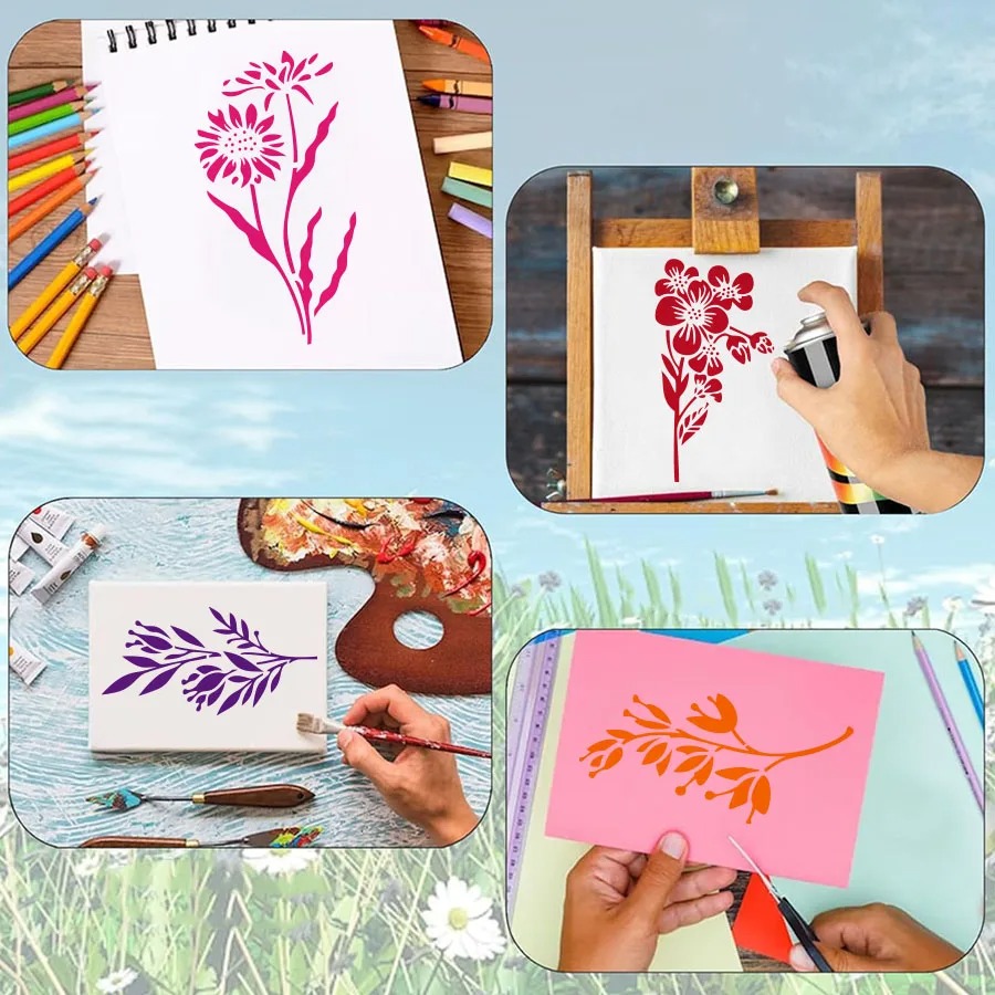 18 Pcs Flower Leaf Stencils Re - Woodworking Diy Projects ulasan dan harga