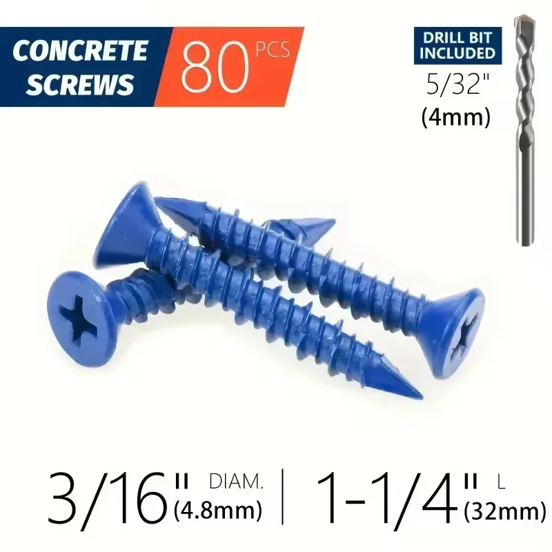 80pcs Blue Concrete Screws 3/1 - Woodworking Hatchet ulasan dan harga